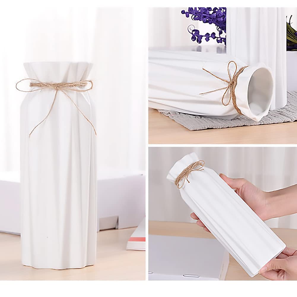White Ceramic Vase-Flower Vase Dried Flower Vase for Modern Home Decor, Fit for Foyer Living Room Fireplace Bedroom Kitchen,Decent Gift, 8.27" H