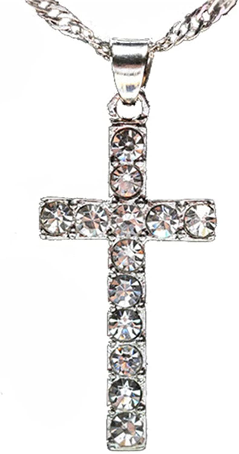 Sterling Silver Cross Pendant Necklace for Women, Rhinestone Cross Necklace Cubic Zirconia Cross Necklace for Women Nice Processed