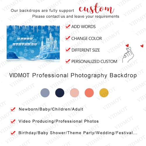 VIDMOT Ice Snow Castle Backdrop 7x5ft Happy Birthday Backdrop for Kids Little Prince Little Princess Birthday Party Cake Table Decoration Banner Portrait Photo Booth Photography Props BJXPVV640