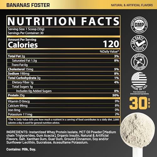 Nutrex Research IsoFit Whey Protein Powder Instantized 100% Whey Protein Isolate (30 Servings (Pack of 1), Bananas Foster)