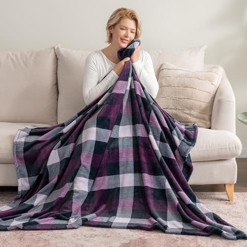 Berkshire Blanket Primalush™ Buffalo Plaid Plush Throw Blanket, Soft Fuzzy Lightweight Warm Fleece Throw for Couch, All Season Use(Double Buffalo Plaid, 50in x 70in)