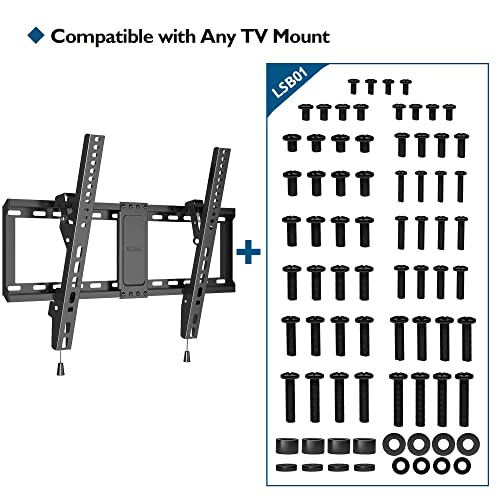 BONTEC Universal TV Mounting Hardware Screw Kit, Compatible with TVs Up to 80 inch, Includes M4, M5, M6, M8 Screws, Washers, Spacers, VESA Mounting, Ceiling Mount, TV Wall Mount Kit, Black