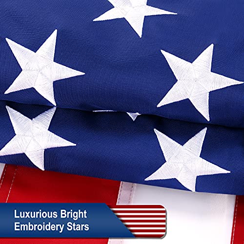 American Flag 3x5 FT TearProof Series Outdoor Heavy Duty - 100% in USA, Spun Polyester American Flags for Outside 3x5 Longest Lasting, Premium Tough US Flag 3x5 FT, Spun Polyester USA Flag with Luxury Embroidered Stars and Brass Grommets (Premium Spun Pol