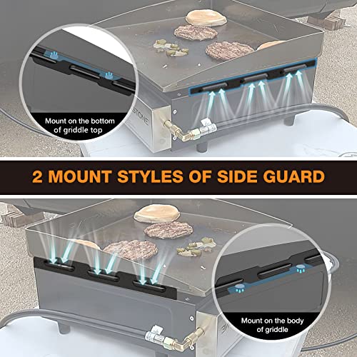 Wind Guards for Blackstone 17 In Griddle, Griddle Accessories Fit for Blackstone Griddle Grill, MeWeBlue 5019 Magnetic Stainless Steel Wind Screens Protect Flame Hold Heat, Compatible with Hood, Black