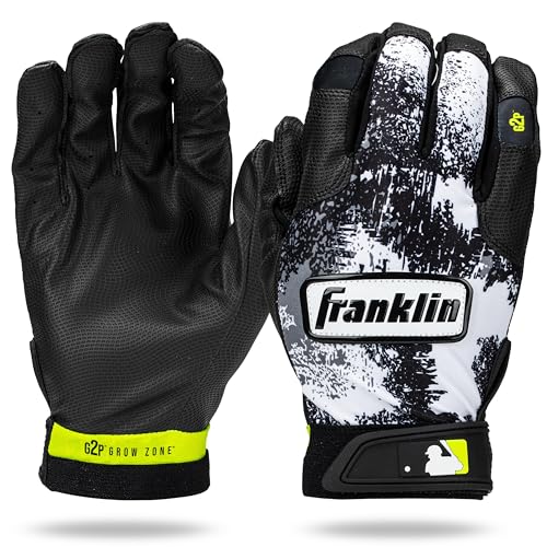 Franklin Sports Grow to Pro Youth Batting Gloves - Black/White - XX-Small