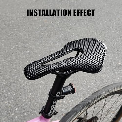 EVOSID 3D Printed Bike Saddle 150mm Light/Soft/Breathable/Waterproof Unisex Cushion Seat for City Bike, MTB, BMX, Gravel Bikes, Road Bike(Carbon Fiber)