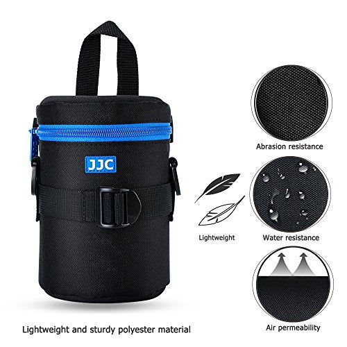JJC Deluxe Lens Case Pouch Bag for Canon EF-S 17-55mm/17-85mm,EF 35mm f2, RF 85mm f2 Macro, Nikon AF-S 18-200mm/18-105mm/18-300mm/55-200mm, Fujifilm XF 56mm f1.2 R & More Lens Below 3.1" x 5.3"(D x L)