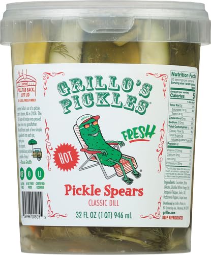 Grillo's Pickles Hot Classic Dill Pickle Spears, 32 Fl Oz