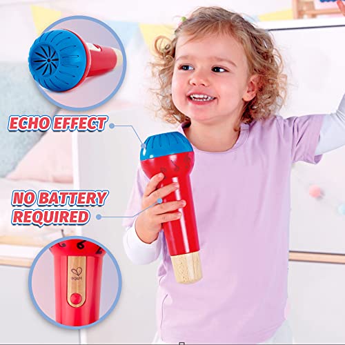 Hape Mighty Echo Microphone | Battery-Free Voice Amplifying Microphone Toy for Kids 1 Year & Up, Red, Model Number: E0337