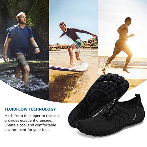 Racqua Water Shoes Quick Dry Barefoot Beach Aqua Sport Swim Surf Pool Hiking Diving Walking for Men Women Black 15 W/14 M