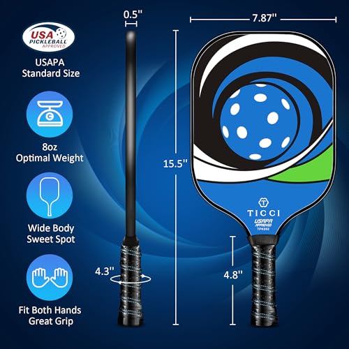 TICCI Pickleball Paddle Set 2 Premium USAPA Approved Graphite Craft Rackets Honeycomb Core 4 Balls Ultra Cushion Grip Portable Racquet Case Bag Gift Kit Men Women Indoor Outdoor (Red G Kit)