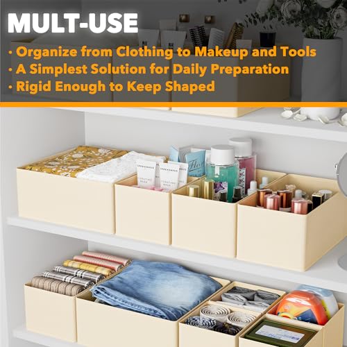 SpaceAid Drawer Organizer for Clothes, 12 Pack Dresser Drawer Organizer Bins, Closet Organizers and Storage Dividers for Clothing, Underwears, Socks (Beige)