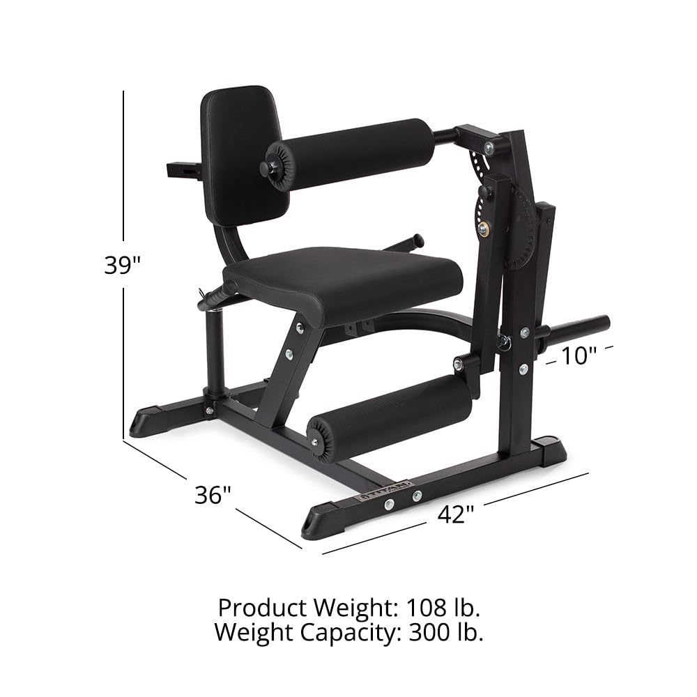Titan Fitness Plate Loaded Adjustable Leg Extension and Curl Machine, Rated 300 LB, Lower Body Specialty Machine for Extension and Curls, Muscle Focus on Thigh, Quads and Hamstrings