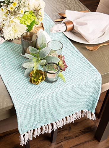 DII Woven Basics Collection 100% Cotton Knit Table Runner, 15x108, Jadeite