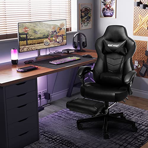 ARTETHYS Gaming Chair for Adults Ergonomic Racing Style High Back Computer Chair with Footrest Headrest and Lumbar Support PU Leather 90-150 Degree Tilt