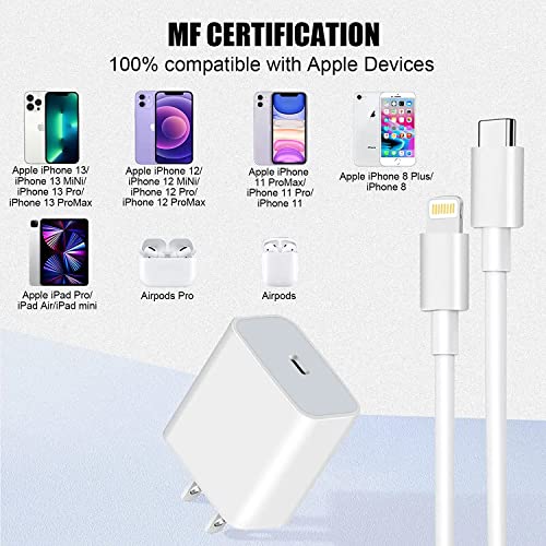 iPhone Charger Fast Charging Block,Dual Port Fast Apple iPhone Charger [Apple MFi Certified] 2Pack 20W Quick Double iPhone Wall Charger,6FT USBC to Lightning Cable for iPhone 14 ProMax/13/12/XS/iPad