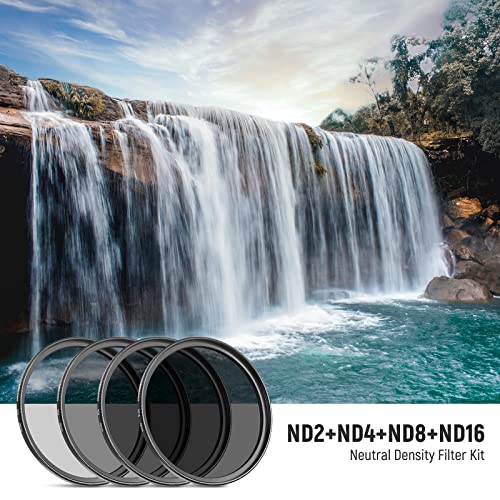 Neewer 49mm ND Lens Filter Kit: ND2 ND4 ND8 ND16, Lens Cleaning Pen, Filter Pouch Neutral Density Filter and Accessory Kit Compatible with Canon Nikon Sony Panasonic DSLR Cameras with 49mm Lens