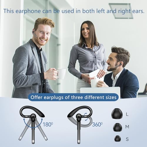 ＷＭＷＹＭＸ Bluetooth Headset, Bluetooth Wireless Earpiece with mic Trucker Headset for Phone Case Office Phones with Built-in Microphone Manos Libres Noise Cancelling