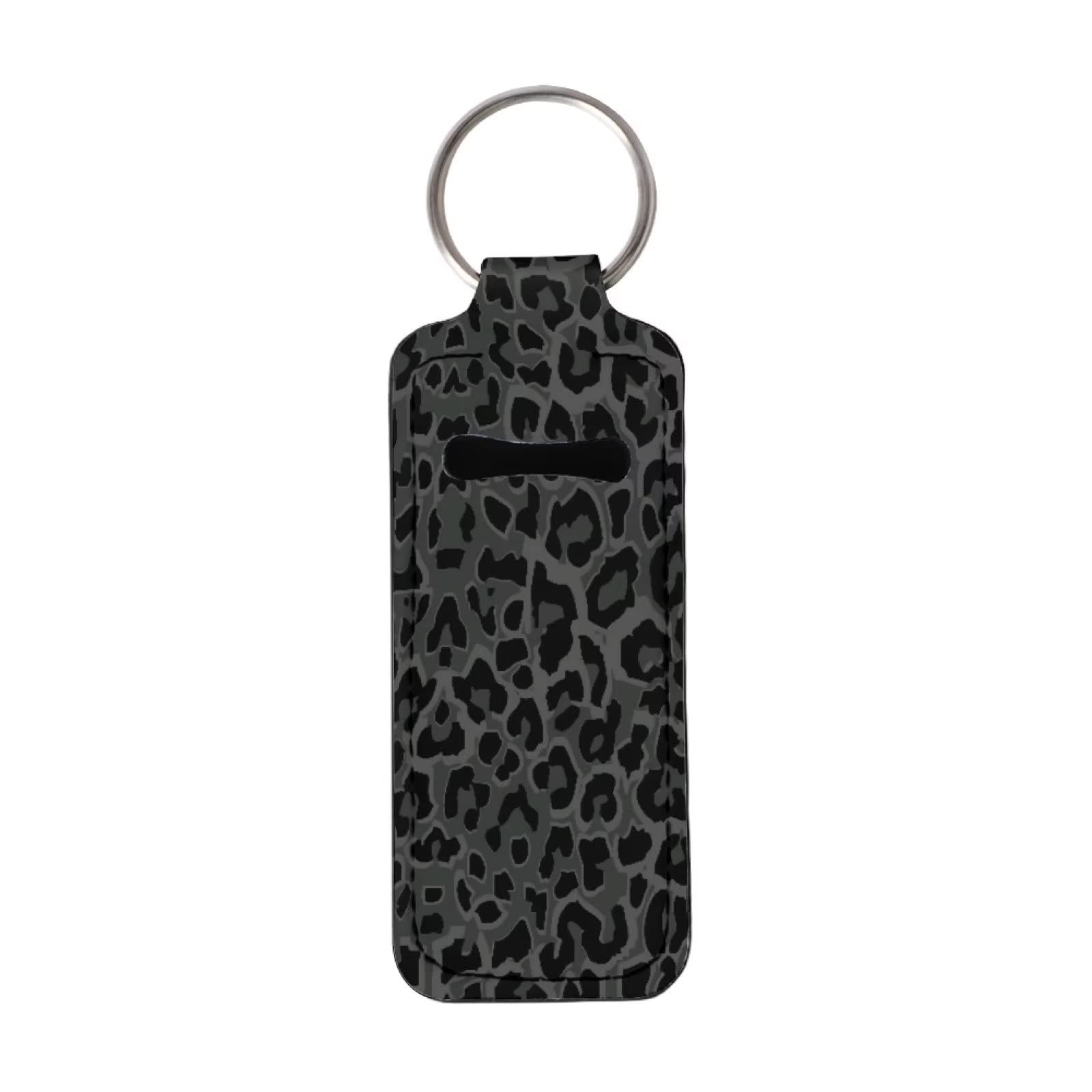 Suobstales Black Leopard Chapstick Holder Keychain Neoprene Lip Balm Holder Wild Animal Cheetah Skin Print Lipstick Sleeve Pouch Lip Balm Portable Pocket Lip Gloss Tube Holder Travel Accessories