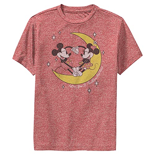 Disney Boy's To The Moon T-Shirt, Red Heather, Small