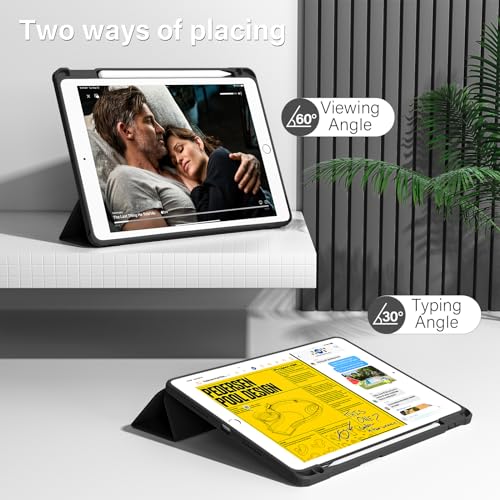 BQDIYOO Case for iPad 9th Generation 2021/iPad 8th Generation 2020/iPad 7th Generation 2019, iPad 10.2 Case with Pencil Holder, iPad 9/8/7 Case Auto Sleep Wake and Lightweight, Black