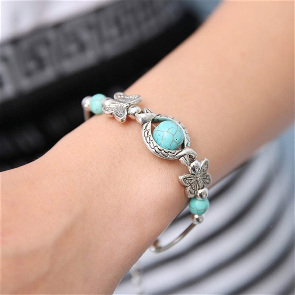 GOMYIE Creative Ethnic Turquoise Butterfly Bracelet For Women Gift Bracelet Anniversary Christmas Valentine'S Day Gifts