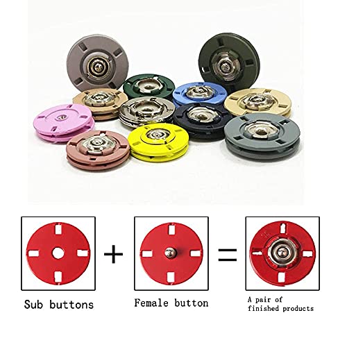 5Pcs/Set Snap Buttons Metal Buckle Buttons Invisible Buckle for Coat Clothing Sewing Accessories (#13 White, 15mm)