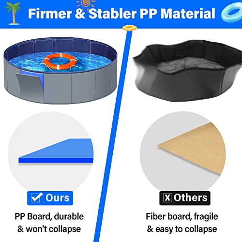 Dog Pool for Small Dogs, Plastic Pool for Kids, Dog Tub for Small Dogs, Dog Bathtub Portable, Foldable Pool for Dogs Slip-Resistant (32"x 8"