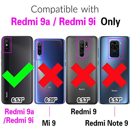 Asuwish Phone Case for Xiaomi Redmi 9A Redme 9i with Tempered Glass Screen Protector and Slim Stand Hybrid Heavy Duty Rugged Protective Cell Cover Redmi9A A9 Redmi9i i9 Kickstand Women Men Blue