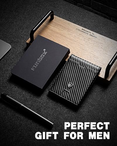 RUNBOX Mens Slim Wallet with Money Clip RFID Blocking Bifold Credit Card Holder for Men with Gift Box