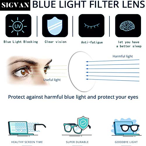 SIGVAN Ladies Reading Glasses Blue Light Blocking Spring Hinge Fashion Pattern Print Eyeglasses for Women (color, 4.00)