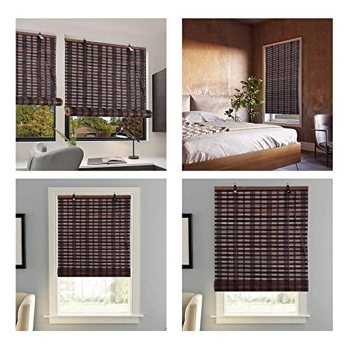 Bamboo Roman Window Blinds Sun Shades, Light Filtering Roller Shades,Any Size 24-72 Wide and 72 High (Dark Brown, 24 * 72)