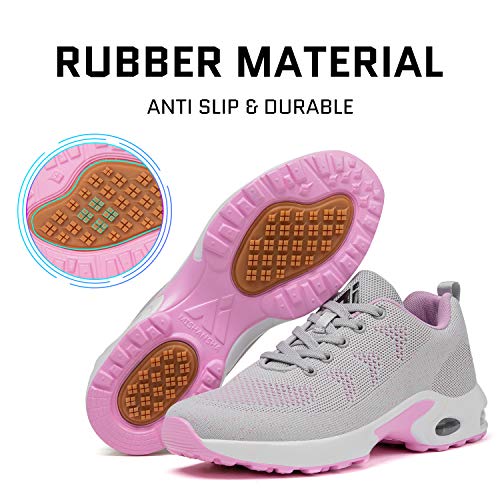 Mishansha Women's Casual Road Running Shoes Comfortable Arch Support Air Cushion Gym Shoes Training Walking Sneakers Athletic Grey 6