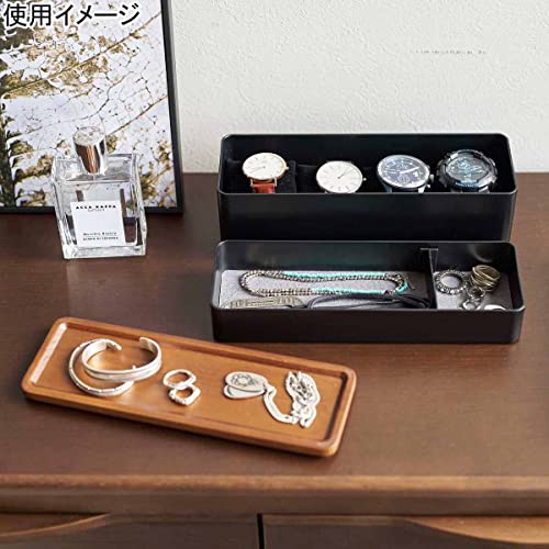 Yamazaki Home Rin Stacking Watch and Accessory Case, Jewelry Box Organizer For Glasses, 2-Tier - 2-Tier,Black