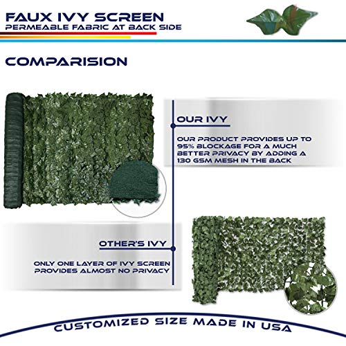 Windscreen4less 1PC 4' x 8' Artificial Faux Ivy Leaf Decorative Fence Screen Faux Leaves Fence Cover Wall Decoration for Outdoor Garden Patio Porch Deck Balcony Yard