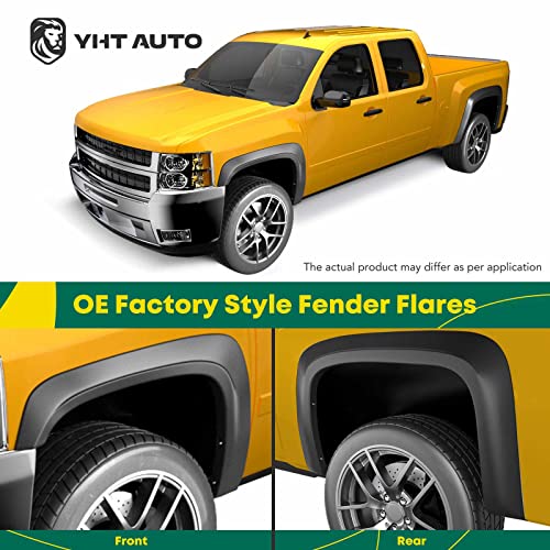 YHTAUTO OE Factory Style Fender Flares w/Hardware Kit Replacement for Dodge Ram 1500 2009-2018, Ram 1500 Classic 2019-2022, Matte Black Wheel Flare Cover Protector, Set of 4, Front & Rear