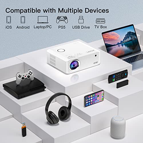 [6D/4P/4K] Projector with WiFi and Bluetooth, VISSPL 4K Supported Video Projector, Electric Keystone, Home Theater Movie Phone Projector Compatible with Android/iOS/Windows/TV Stick/HDMI/USB