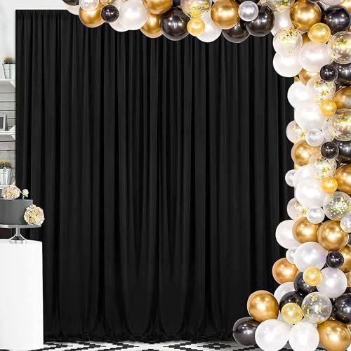 MoKoHouse 10ft x 8ft Black Backdrop Curtains Black Drape for Backdrop Halloween Thick Solid Fabric Cloth Backdrop 2 Panels 5ft x 8ft