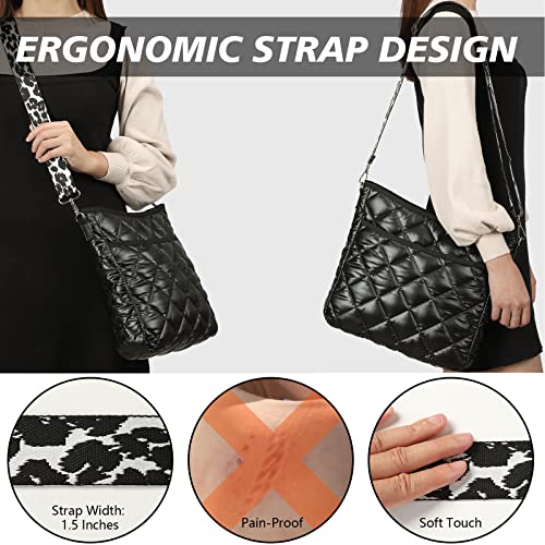 Quilted Crossbody Bags for Women, Unique Pattern Strap Quilted Bag, Crossbody Purses for Women, Quilted Puffer Bag for Women (Black)