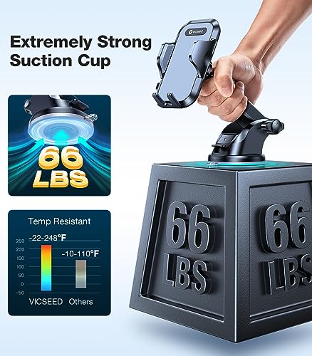 VICSEED Phone Holders for Your Car [Strongest Suction] [Rally Racing-Grade Stability] 2024 Upgrade Universal Car Phone Holder Mount Dashboard Windshield Vent Phone Mount for Car for iPhone All Phones