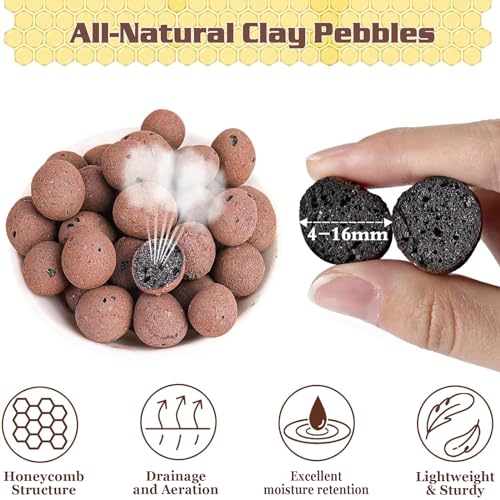 Legigo 2 LB Organic Leca Clay Pebbles for Plants, 4mm-16mm 100% Natural Leca Balls for Indoor Plants, Hydroton Clay Pebbles for Plants Hydroponic Aquaponics Growing Orchid Drainage Terrarium