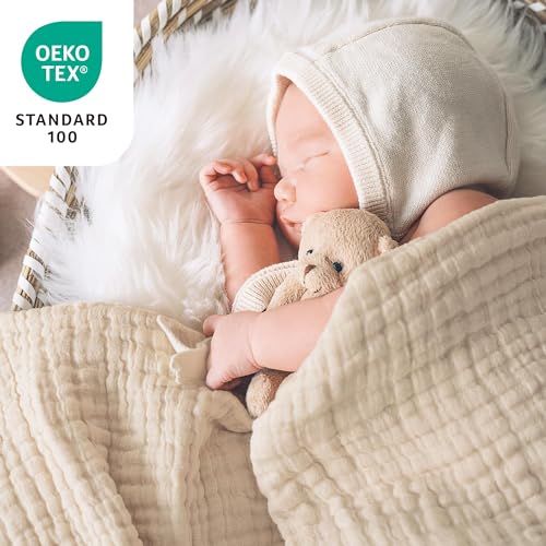 Love's cabin 6 Layer Cotton Muslin Blanket, 50"x60" Throw Muslin Blanket for Couch Bed, Apricot Muslin Throw Blanket, Cotton Gauze Blanket for Adult, Lightweight and Breathable Blanket All Season