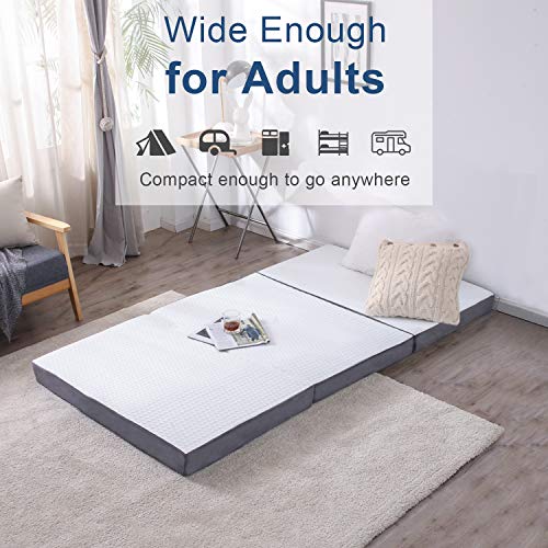 Folding Mattress - Foldable Futon Mattress Portable Floor Mattress with Soft Breathable Cover for Guests Children and Adults, Sofa Bed Mattress for Back Pain Relief, Twin 38"x75"x4"