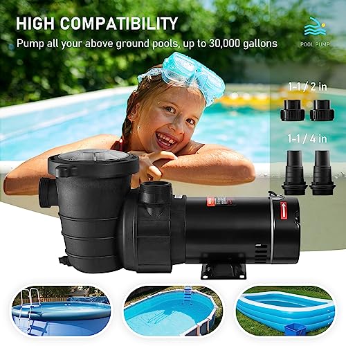 VEVOR Swimming Pool Pump, 1.5 HP 230 V, 1100 W Double Speed Pump for Above Ground Pool w/Strainer Basket, 5400 GPH Max. Flow, Certification of ETL for Security