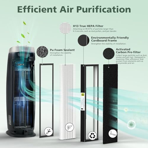 isinlive 2 Pack True HEPA Filter B Replacement with Activated Carbon Pre-Filters