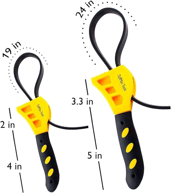 Oil Filter Wrench Adjustable Set - 2pcs, Plumbing Wrench for 4 to 6 Inches Tight Spaces Use as Jar Opener, Rubber Strap Used by Mechanics, Plumber Tools - Adjustable Straps