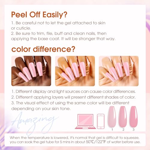 ROSALIND Poly Nail Gel Kit -14 Colors +72 Nail Art Accessories kit Clear Nude Poly Nails Gel Kit Starter Kit With Slip Solution Pro Nude Pink Nail Extensions Gel Set with Mini UV Lamp