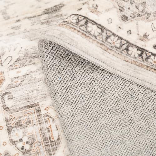 Washable Area Rugs 3x5 Entryway: Soft Ultra Thin Low Pile Mat Machine Washable Indoor Doormat Lightweight Entry Rug Anti Slip Backing Rugs for Living Room Bedroom Kitchen 3'x5' Beige