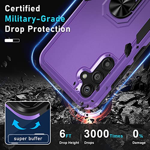 Janmitta Compatible with Galaxy A54 5G Case,with 1 Pack Screen Protector+1 Pack Camera Lens Protector,Shockproof Full Body Phone Cover,Built in Finger Ring Holder Kickstand,2023 Lavender
