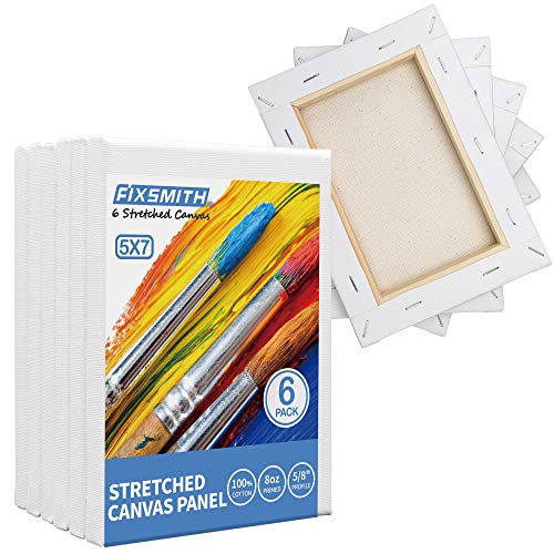 FIXSMITH Stretched White Blank Canvas- 8x8 Inch,Bulk Pack of 12,Primed,100% Cotton,5/8 Inch Profile of Super Value Pack for Acrylics,Oils & Other Painting Media.